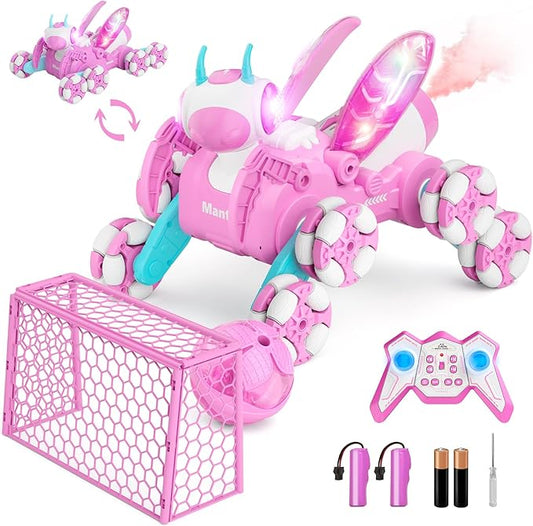 Remote Control Car, 360° Rotation RC Cars, 8WD RC Drift Car Toys for Ages 8-13 with Ball/Goal, Pink Bionic Mantis Girl Toys for 4 5 6 7 8 9 10 11 Year Old Girl Birthday Gifts Ideas