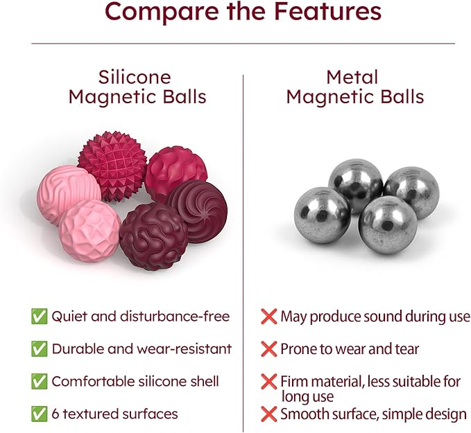 Magnetic Fidget Balls Toys, Silicone Sensory Stress Relief Toy for Adults,Teens with Autism, Anxiety, ADHD, Fidget Magnets & Magnetic Toy Fun Gift
