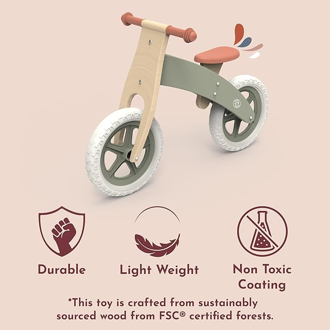 Speedy Monkey Wooden Balance Bike – Ergonomic Design with Cushioned Seat & Low Stride Frame, Safe & Comfortable for Toddlers, Develops Motor Skills & Balance, Ideal for Ages 3-6, Bike for Beginners