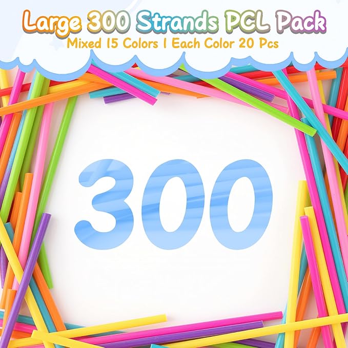 300 Pieces 3D Pen Refills Pack for 3Doodler Start+ Pen 15 Colors 2.5 mm Low Temperature 3D Pencil PCL Filaments Not Compatible with Other 3D Printing Pens