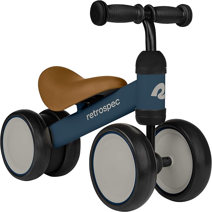 Retrospec Cricket Baby Walker Balance Bike with 4 Wheels for Ages 12-24 Months - Baby Toys & Toddler Toys for 1 Year Olds - Ride On Bicycle - Boys & Girls