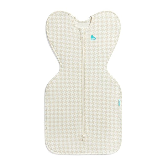 Love to Dream Swaddle UP, Sleep Sack 0-3 Months, Self-Soothing, Improves Sleep, Snug Fit Helps Calm Startle Reflex, Baby Essentials Must Haves Newborn, 1.0 TOG, 8-13 lbs, Tan Houndstooth