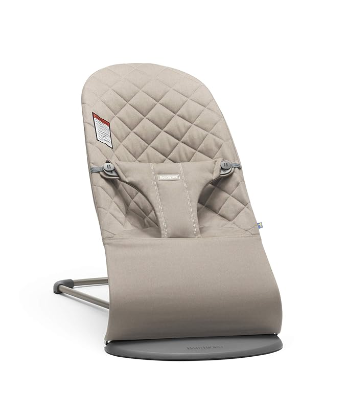 BabyBjörn Bouncer Bliss, Sand Gray, Cotton | 2-in-1 Adjustable Baby Bouncer Seat and Toddler Chair, Newborn to Toddler (8-29 lbs), 4 positions, Lightweight & Portable