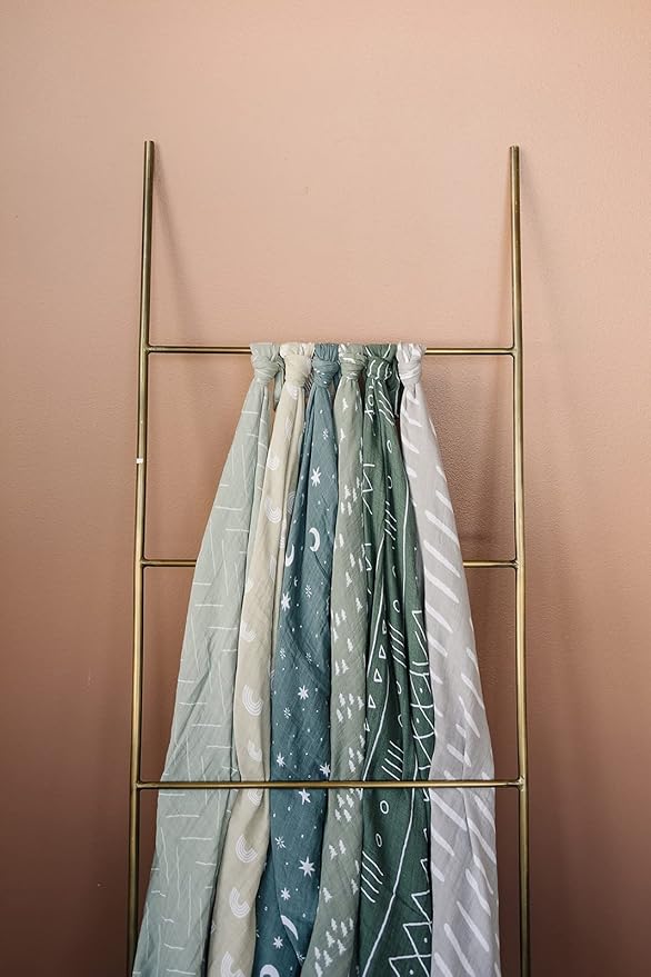 Mebie Baby Desert Sage Muslin Swaddle, Modern and Neutral Swaddle Blanket for Baby Girl or Boy, Soft Baby Blankets, Newborn Swaddle Blanket, 0-3 Month, Comfy Wrap, Baby Essentials & Gifts