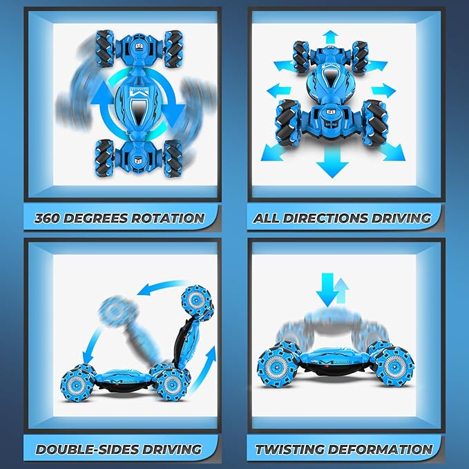 Dysaim Gesture RC Car, Gesture Sensing RC Stunt Car Toys for Kids 6-12 yr, 2.4GHz 4WD Hand Remote Control with Lights Music, Off-Road 360° Rotation Drift for Birthday Toy Gifts