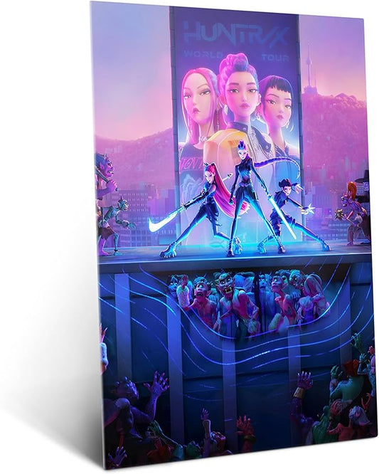 Displate Metal Poster KPop Demon Hunters (2025) - Netflix - Neon City Battle - Huntrix Kpop Merch - Collectible Gift – Premium Decorations Wall Art Decor Gifts Movie Posters - 18.9x26.6 in