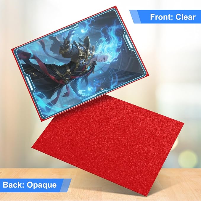Trading Card Sleeves Perfect Fit TCG Matte Sleeves, Soft Sports Card Protector for Photocard Easy to Shuffle and Stack While Playing Card Game, Standard TCG Card Sleeves (red, 300)