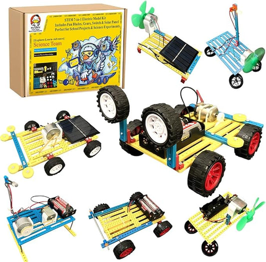 7-in-1 STEM Kits and STEM Toys for Kids Ages 8-14, Solar and Motor Science Kit, Engineering Building Kit, Solar Car Building Kit, Solar Fan Project, Educational Gifts for Boys and Girls
