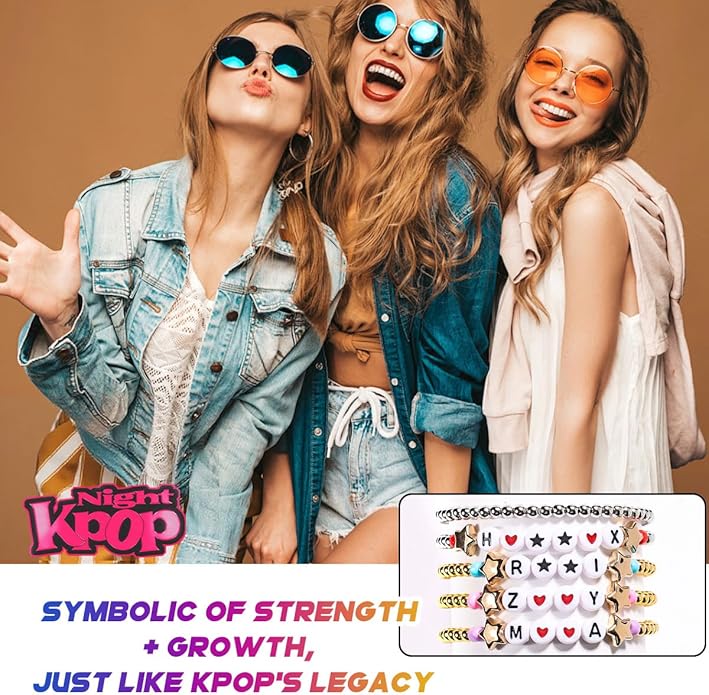 AICase for Korea-Pop Merch Gifts Toys Inspired Cosplay Bracelets 5 Pcs Stackable Stretch Friendship Flower Beaded Bracelets Costume Merchandise Jewelry Gifts for Fans Birthday Christmas_106