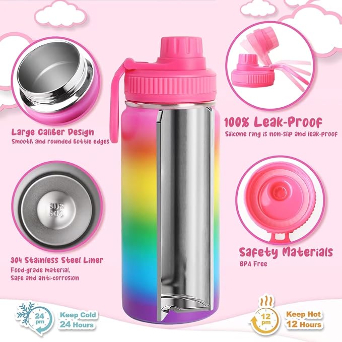 Wninbu Decorate Your Own Water Bottle Kits for Girls,Stainless Steel Unicorn Water Bottle Girls,Arts and Crafts Ages 4-6-8-10,Gem Art Unicorn Toys Gifts Birthday Christmas Stocking Stuffers (Unicorn)