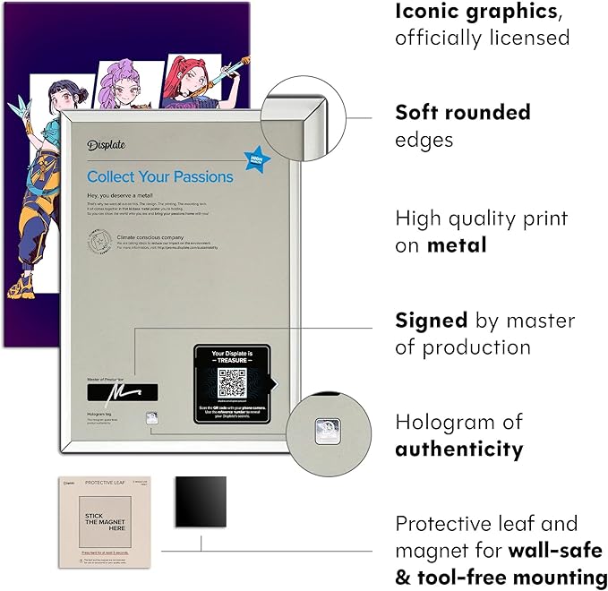 Displate Metal Poster KPop Demon Hunters - Icons of the Screen - HUNTR/X Pop Stars Girls - Huntrix Kpop Merch - Collectible Gift - Room Decorations Wall Art Decor Gifts Movie Posters - 12.6x17.7 in