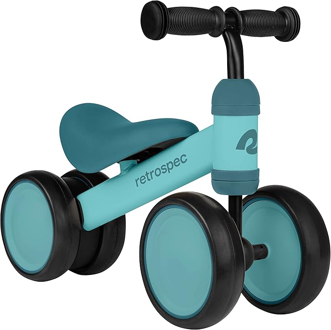 Retrospec Cricket Baby Walker Balance Bike with 4 Wheels for Ages 12-24 Months - Baby Toys & Toddler Toys for 1 Year Olds - Ride On Bicycle - Boys & Girls