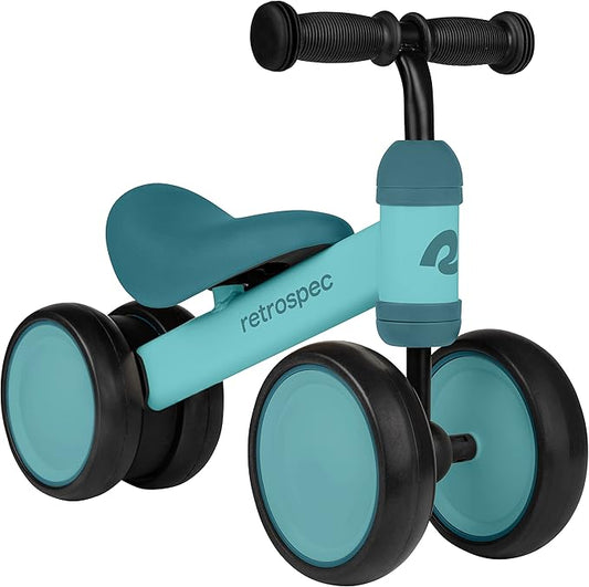 Retrospec Cricket Baby Walker Balance Bike with 4 Wheels for Ages 12-24 Months - Baby Toys & Toddler Toys for 1 Year Olds - Ride On Bicycle - Boys & Girls