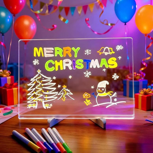 Lumiboards LED Drawing Board, 2026 New LED Note Board with Colors 7 Pen, Creative Rewritable Acrylic LED Message Board with Light, Light Up Dry Erase Board with Stand Letter Board Note (30x20cm)