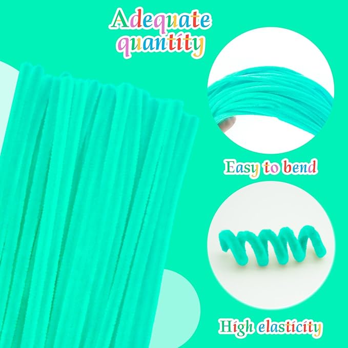 Lake Green Pipe Cleaners Craft,Creative Craft Pipe Cleaners for Flower Making,Chenille Stems Crafting Pipe Cleaners Artificial Flowers,Craft Supplies for Home Festivals DIY,Toys for Girls 8-10
