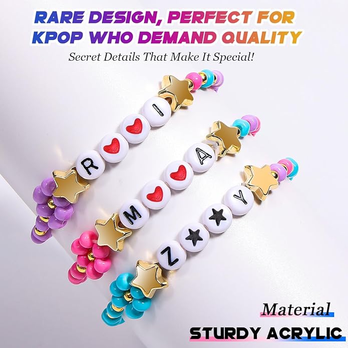 AICase for Korea-Pop Merch Gifts Toys Birthday Decorations Bracelets Outfit Costume 3 Pcs Stackable Stretch Friendship Beaded Bracelets Merchandise Jewelry Gifts for Fans Christmas Stocking