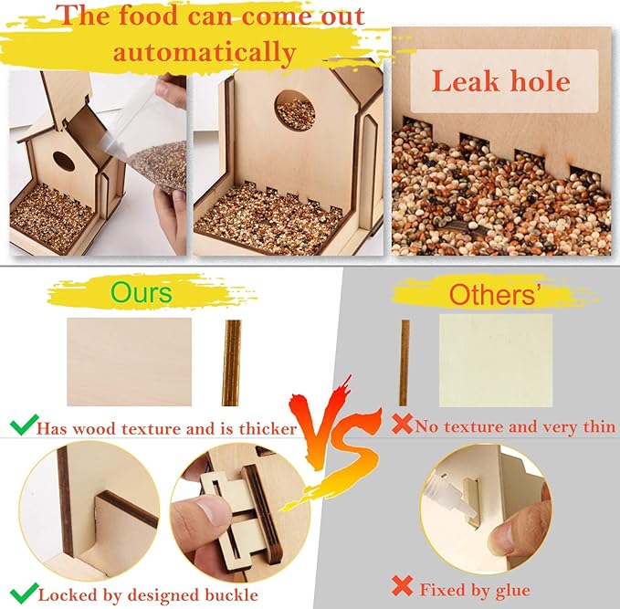 Crafts for Kids Ages 8-12 -Make Your Own Bird Feeder Wind Chime Kit with Diamond Stickers - 2 Pack Unfinished Wood DIY Kids STEM Painting Activities Crafts Outdoor Toys for Boys Girls Ages 6-8 3-5