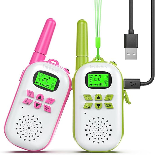 Walkie Talkies for Kids Rechargeable,Toys for Boys and Girls Ages 3-12, 2 Pack Long Range 2-Way Radios, Birthday Gifts,Christmas Stockings, Outdoor Play, Family Games, Hiking Camping Gear
