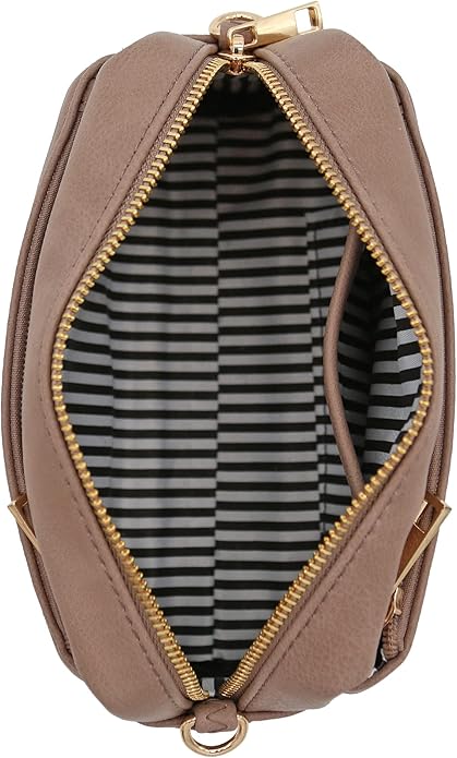 FashionPuzzle Triple Zip Small Crossbody Bag