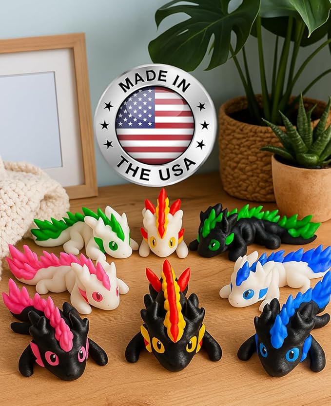 3D Printed Dragon Eggs – Mini Articulated Baby Dragon Toys Mystery 3D Dinosaur Eggs Set for Kids & Adults Fantasy Desk Decor & Collectible Gifts 【Pack of 8】