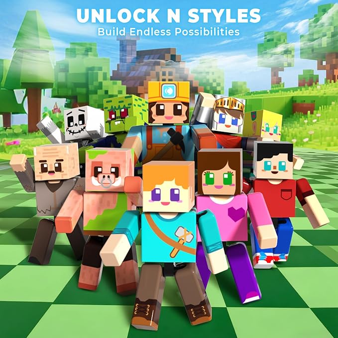 20 Pcs Magnetic Action Figures Playset - Magnetic Building Blocks, Magnet Cubes and Rotatable Figures Character Toys for Kids, STEM Toys, Christmas Birthday Gift for 3+ Year Old Boys Girls