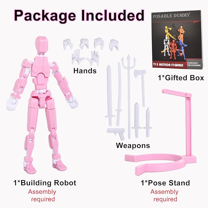 Creative Action Figure with Pose Stand,Building Toy Sets,3D Robot,Lucky Puppet Joints for Boys,Girls,Men,Women,Posable Drawing Figure,Moveable Dummy Desk Decoration,Desktop Ornament for Game Lover