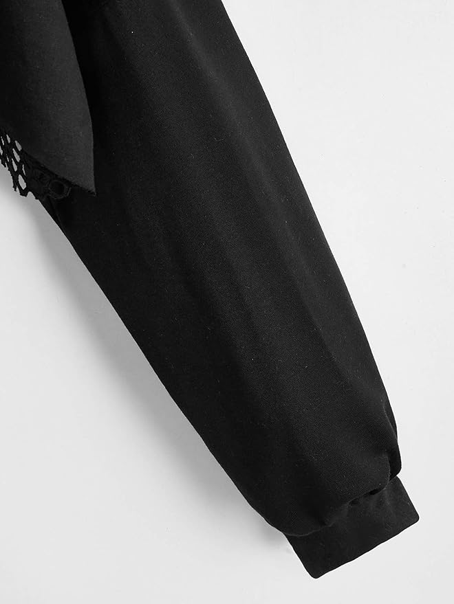 SweatyRocks Women's Casual Solid Cut Out Front Long Sleeve Pullover Crop Top Sweatshirt