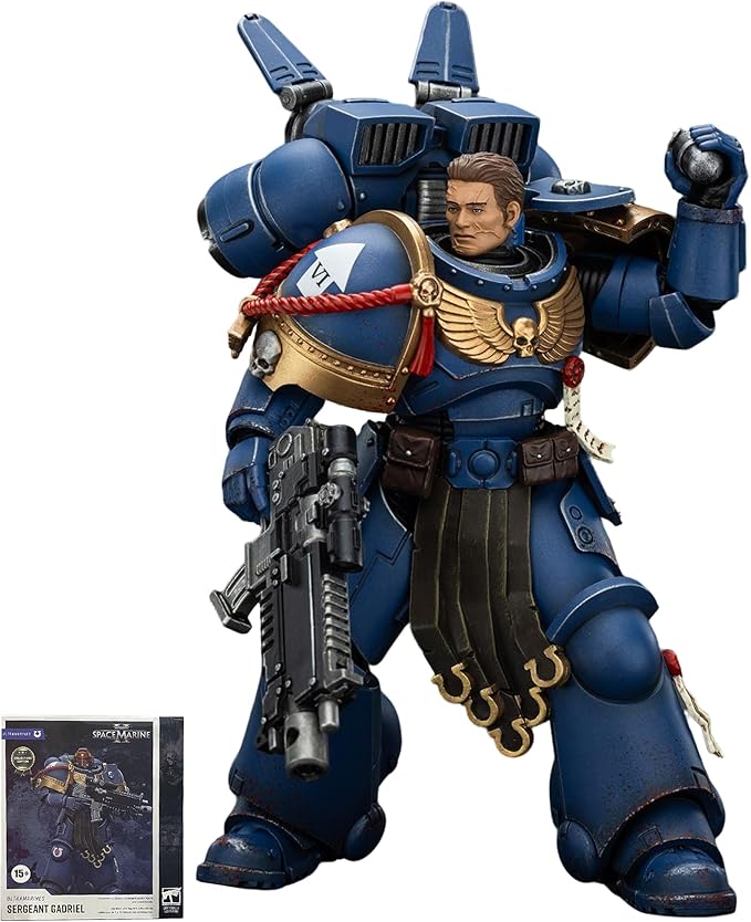 JOYTOY Warhammer 40k Action Figure 1：18 Scale 5.0inch Space Marines Ultramarines Sergeant Gadriel-Collectors Edition Anime Figures for Collectible and Displayable Models