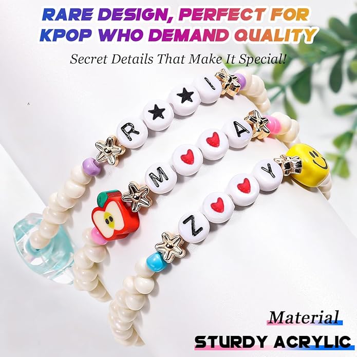 AICase for Korea-Pop Merch Toys gifts Inspired Smiling Friends Bracelets Costume 4 Pcs Stackable Stretch Friendship Beaded Bracelets Merchandise Jewelry Gifts for Fans Women Birthday Christmas_3135