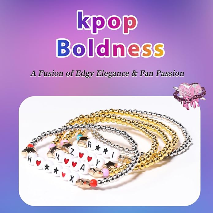 AICase for Korea-Pop Merch Gifts Toys Inspired Cosplay Bracelets 5 Pcs Stackable Stretch Friendship Flower Beaded Bracelets Costume Merchandise Jewelry Gifts for Fans Birthday Christmas_106