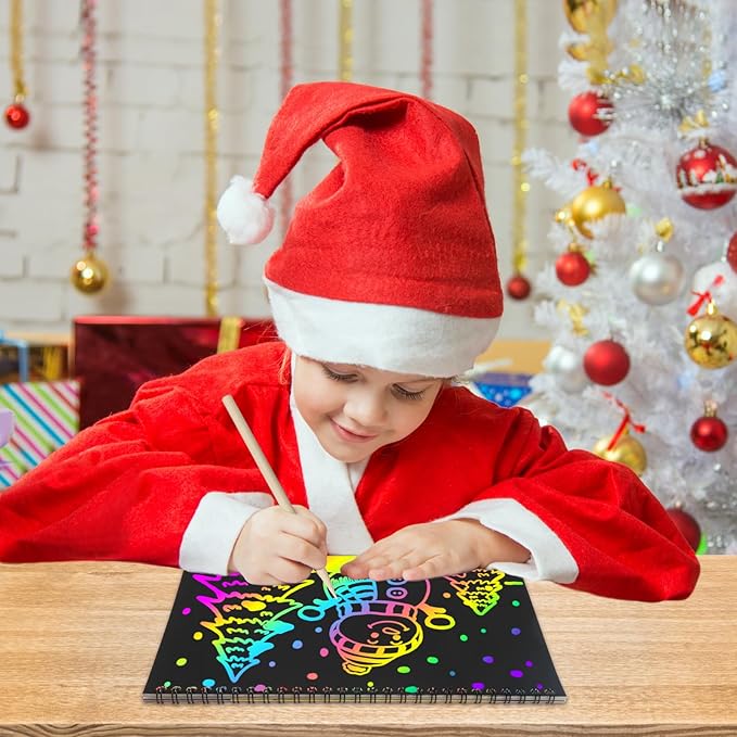 ZMLM Scratch Paper Art-Crafts Gift: 2 Pack Rainbow Notebooks Supplies Toys Stocking Stuffers for 3 4 5 6 7 8 9 10 Years Old Girls and Boys Kids Christmas Birthday Party Games