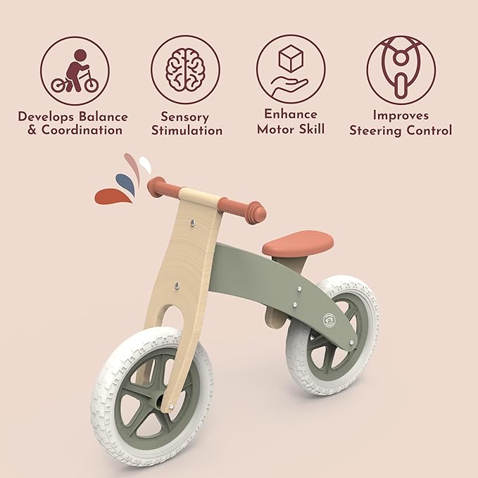 Speedy Monkey Wooden Balance Bike – Ergonomic Design with Cushioned Seat & Low Stride Frame, Safe & Comfortable for Toddlers, Develops Motor Skills & Balance, Ideal for Ages 3-6, Bike for Beginners