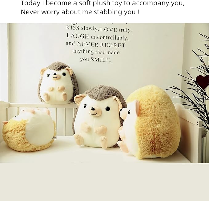 Cute Hedgehog Stuffed Animal Plush Body Pillow - 13.7'' Gray Kawaii Hedgehog Plushie Throw Pillow, Chubby Soft Plush Toy Doll, for Him & Her (Gray,Medium)