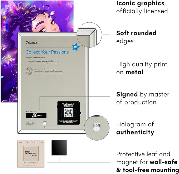 Displate Metal Poster KPop Demon Hunters - Icons of the Screen - Sparkling Rumi Portrait - Huntrix Kpop Merch - Collectible Gift - Room Decorations Wall Art Decor Gifts Movie Posters - 12.6x17.7 in