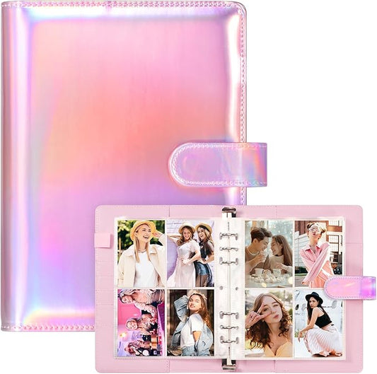 A5 Kpop Photocard Binder with 30 Pack 4-Pocket Card Pages, 6 Ring A5 Binder Card Collector Album with 240 Card Slots,PU Leather Binder Cover with Magnetic Buckle Closure for Organizing Trading Card