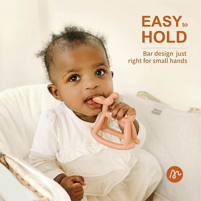 Baby Teether Toys for Teething Relief, Teething Toys 3-6 Months Food Grade Silicone Teether with Storage Box and Pacifier Clip, Baby Essential (Clear Clip+Box)