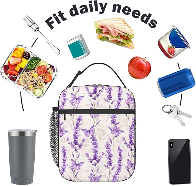 Reusable Vintage Airplane Lunch Box for Kids Girls Boys Women Adult, Insulated Retro Aircraft Blue Lunch Bag,Polyester Cooler Handbags Case for School Picnic Work Travel Beach or Hiking