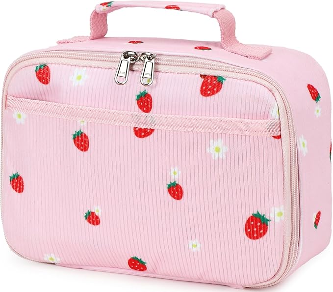 LEDAOU Lunch Box Kids Insulated Lunch Bag Girls Boys Toddler Reusable Lunchbox for School Picnic Hiking (Strawberry-Pink)