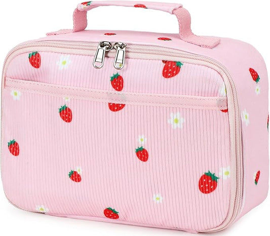 LEDAOU Lunch Box Kids Insulated Lunch Bag Girls Boys Toddler Reusable Lunchbox for School Picnic Hiking (Strawberry-Pink)