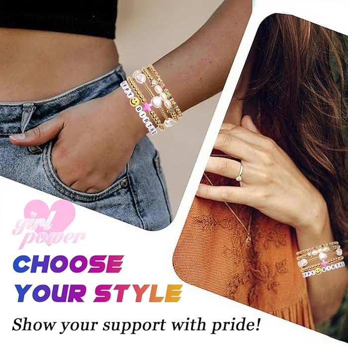 AICase for Kpop Merch Toys Gifts Birthday Decorations Bracelets 5 Pcs Stackable Stretch Friendship Beaded Bracelets k pop Costume Doll Merchandise Jewelry Gifts for Fans Women Christmas