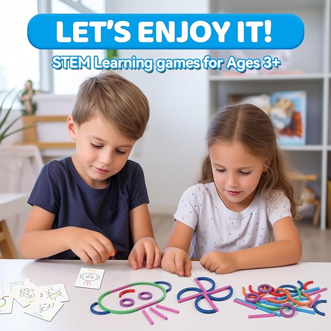 STEM Montessori Puzzle Toy for Toddlers – Creative Shape Matching & Ring Stacking Set, Hands-On Learning Educational Game for Fine Motor Skills, Preschool Classroom Essentials Ages 3-6