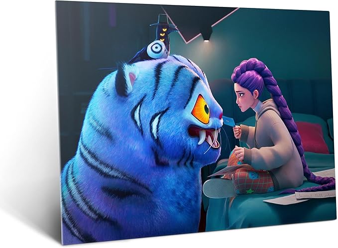 Displate Metal Poster KPop Demon Hunters - Icons of the Screen - Derpy Tiger and Rumi - Huntrix Kpop Merch - Collectible Gift - Room Decorations Wall Art Decor Gifts Movie Posters - 12.6x17.7 in