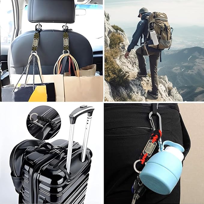 Heavy Duty Braided Paracord Lanyard Keychain with USA Flag, Parachute Rope Necklace Keychains, Braided Strong Lanyard