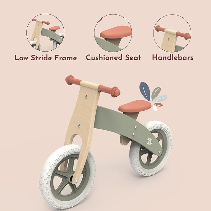 Speedy Monkey Wooden Balance Bike – Ergonomic Design with Cushioned Seat & Low Stride Frame, Safe & Comfortable for Toddlers, Develops Motor Skills & Balance, Ideal for Ages 3-6, Bike for Beginners