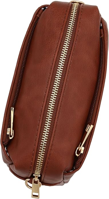 FashionPuzzle Triple Zip Small Crossbody Bag
