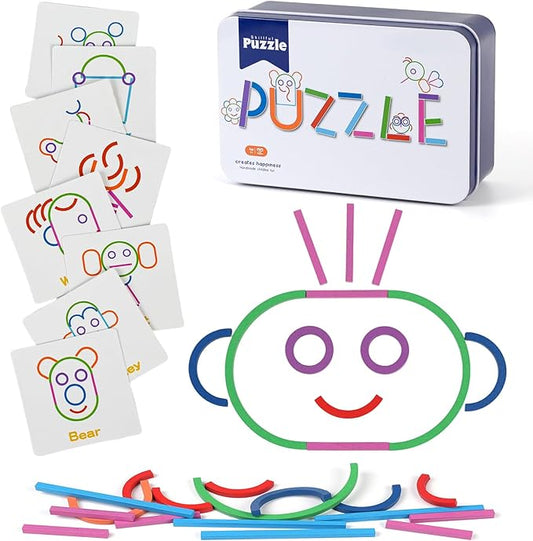 STEM Montessori Puzzle Toy for Toddlers – Creative Shape Matching & Ring Stacking Set, Hands-On Learning Educational Game for Fine Motor Skills, Preschool Classroom Essentials Ages 3-6