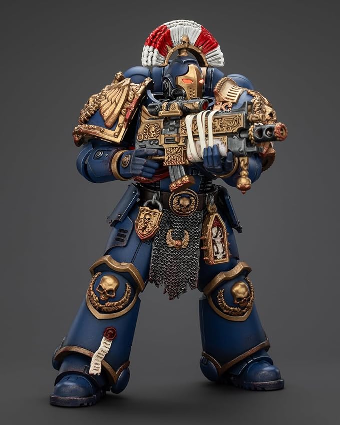 JoyToy Warhammer 40K Genuine License 1:18 Action Figure, Ultramarines Relic Secundus Armour with Artificer Bolt Rifle Chainsword and Bolt Pistol, 4.96in High