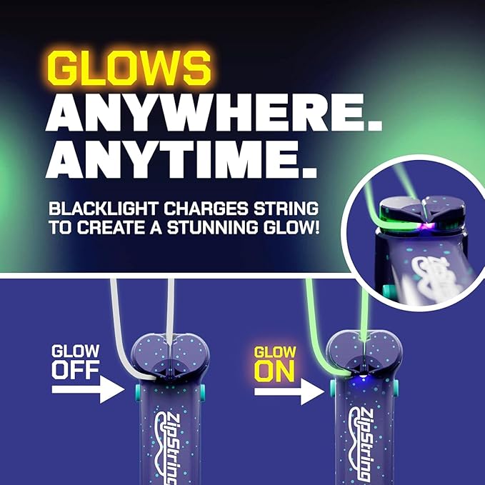 ZipString Luma - The Patented Glow-in-The-Dark Toy That Flies a Loop of String, Creates Endless Shapes and Tricks Built-in LED for Glowing Fun. Perfect STEM Gift for Kids & Adults. Wonderment Awaits