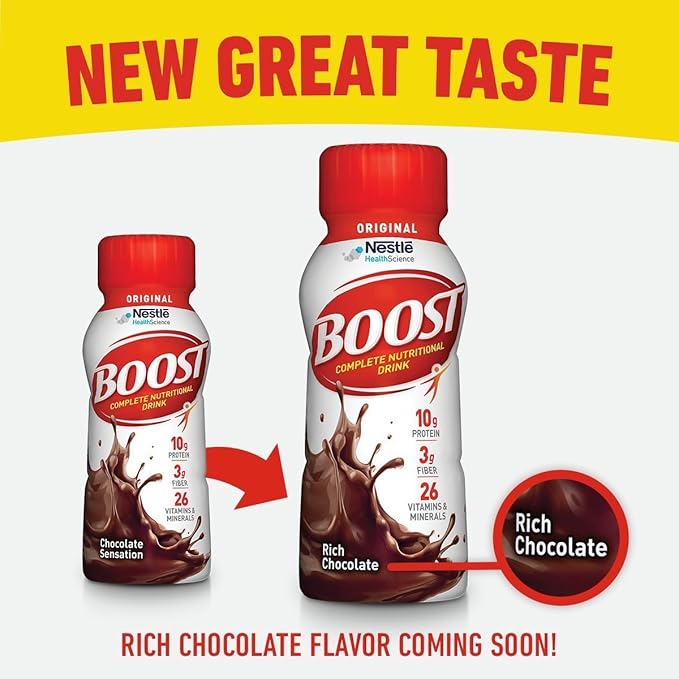 BOOST Original Ready to Drink Nutritional Drinks, Rich Chocolate, 8 Fl Oz Bottles (Pack of 24)