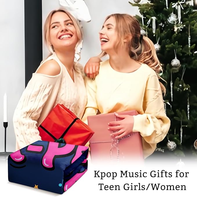 K-Pop Gifts for Teen Girls Women, K-Pop Music Throw Blanket, Christmas Day Gift for Kpop Fan, Just a Girl Who Loves Kpop